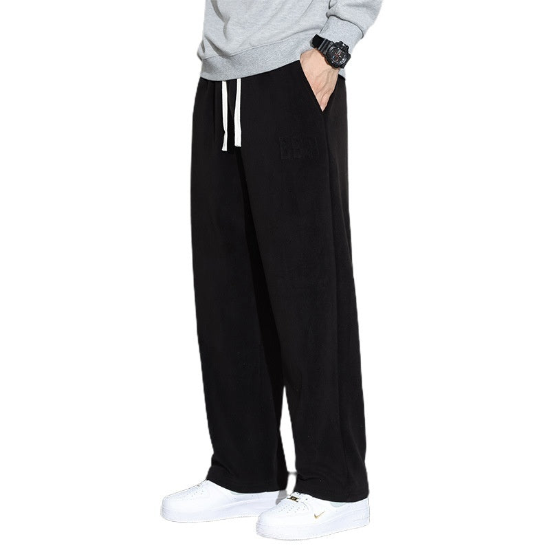 Winter Men's Casual Cashmere Pants Straight Wide-leg Pants