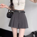 Gray Suit Shorts For Women Pleated Pantskirt