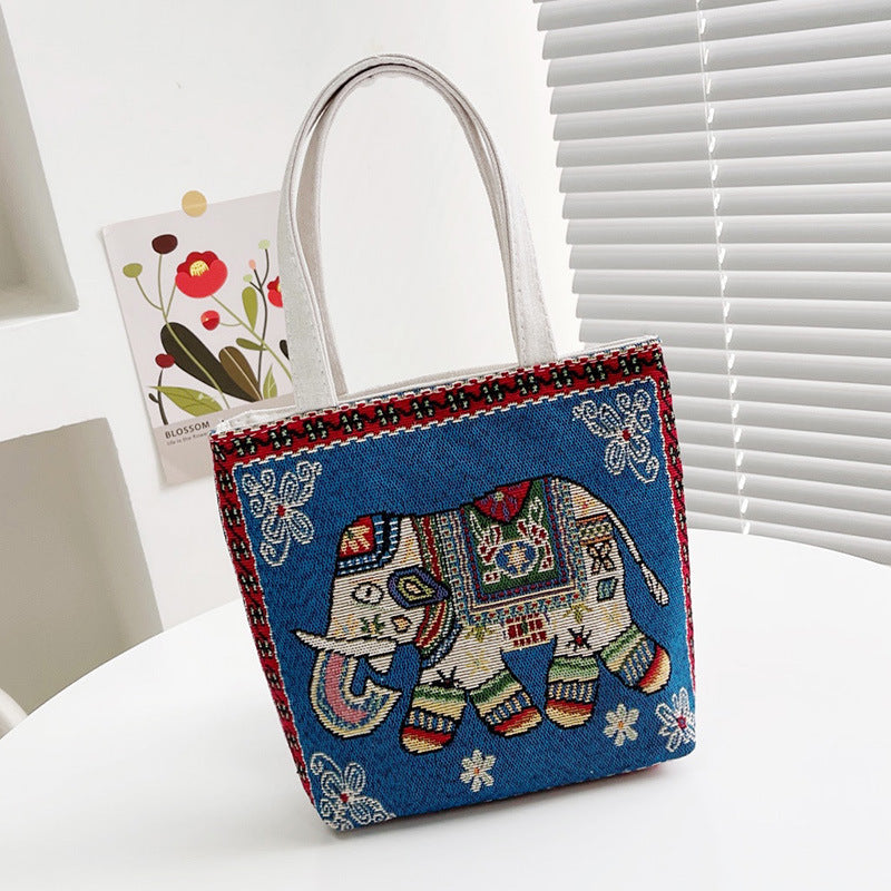 Small Retro Embroidered Canvas Handbag