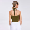 2023 Fashion New Women's One -word Collar Hanging Neck Band -lap Background Bodsuit