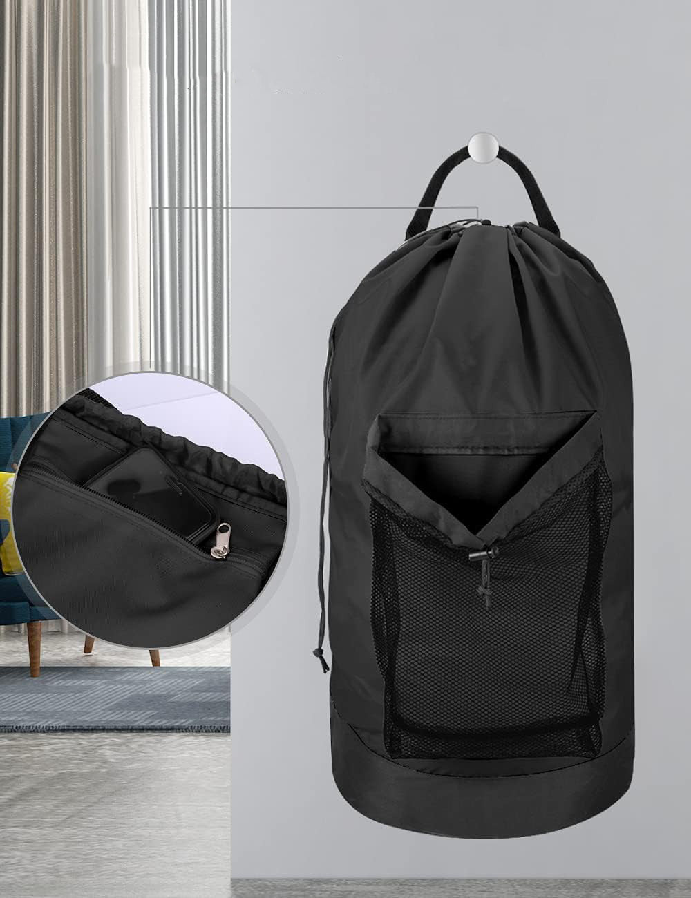 Sand-free Waterproof Oxford Cloth Drawstring Large Capacity Foldable Double-shoulder Travel Laundry Carrier