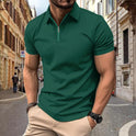 Zipper And Lapel Top Polo Shirt Men