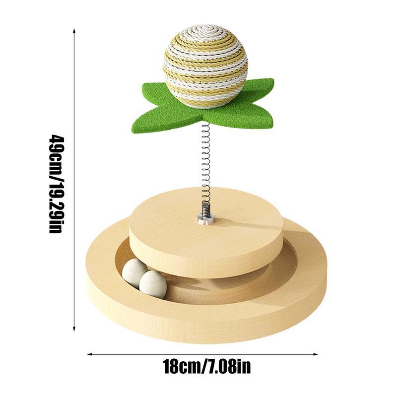 Cat Toy Springs Natural Sisal Scratching Pad Kitten Interactive Toy With Ball Track Spring Ball Automatic Cat Toy For Indoor