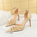 Low-cut Pointed Toe Nightclub Mesh Hollow-out Strap Sandals