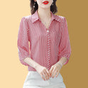 Striped Chiffon Shirt Women's Clothes