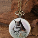 Flip Cartoon Owl Pattern Pocket Watch Cute Student's