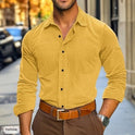 Men's Button Leisure Corduroy Shirt Long Sleeve Solid Color Polo Collar