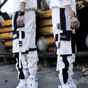 Drawstring Pants Pants Hip Hop Loose Stitching Contrast Color Casual Pants Boys Overalls