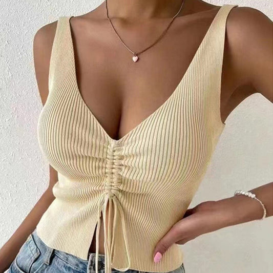 Chaleco con cordón ajustable de moda de verano para chica sexy americana