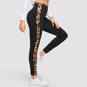 Women's Side Leopard Panel Stretch Fitness Yoga Pants