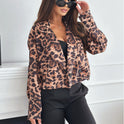 Long Sleeve Short Leopard Print Blazer For Women