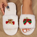 Autumn And Winter Open Toe Fluffy Slippers Word Home