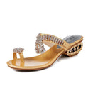 Flip-Flops Rhinestone Wedge Chunky Heel Non-slip