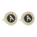 Round Diamond French Cufflinks Men's 26 Letters