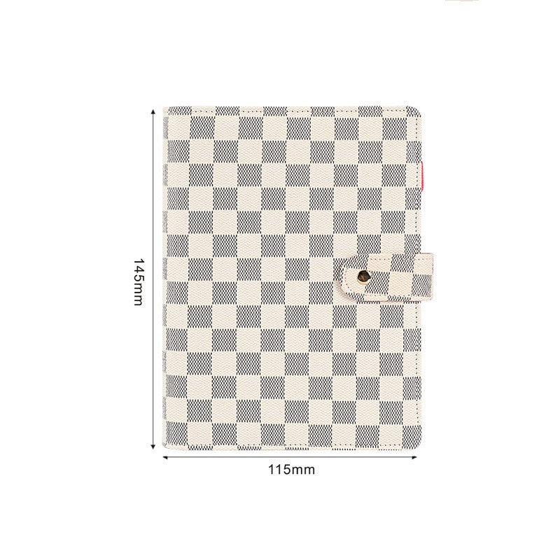 Makaron Loose-leaf Leather Cover Plaid Notebook