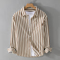 Men's Spring And Autumn Wear Striped Long Sleeve Shirt