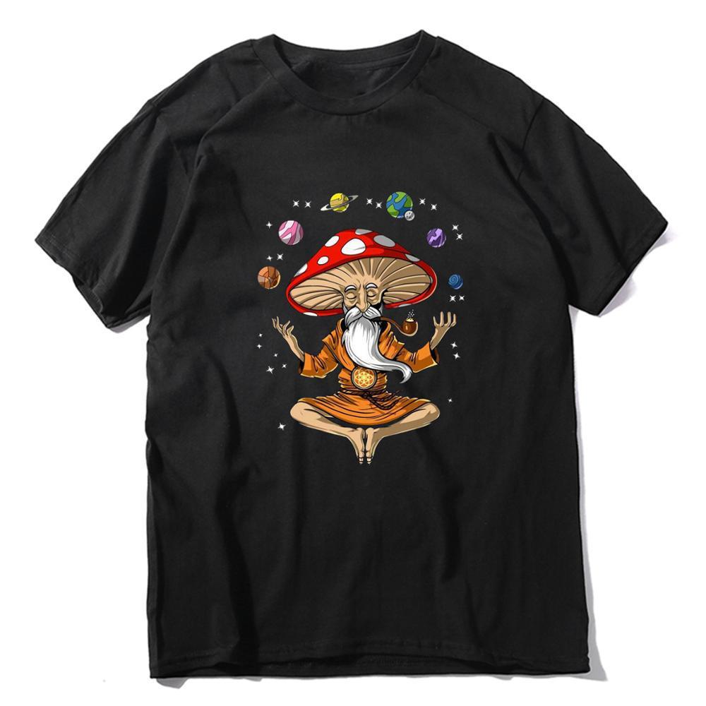 Men's And Women's Casual Meditation Magic Mushroom Print Short Sleeve