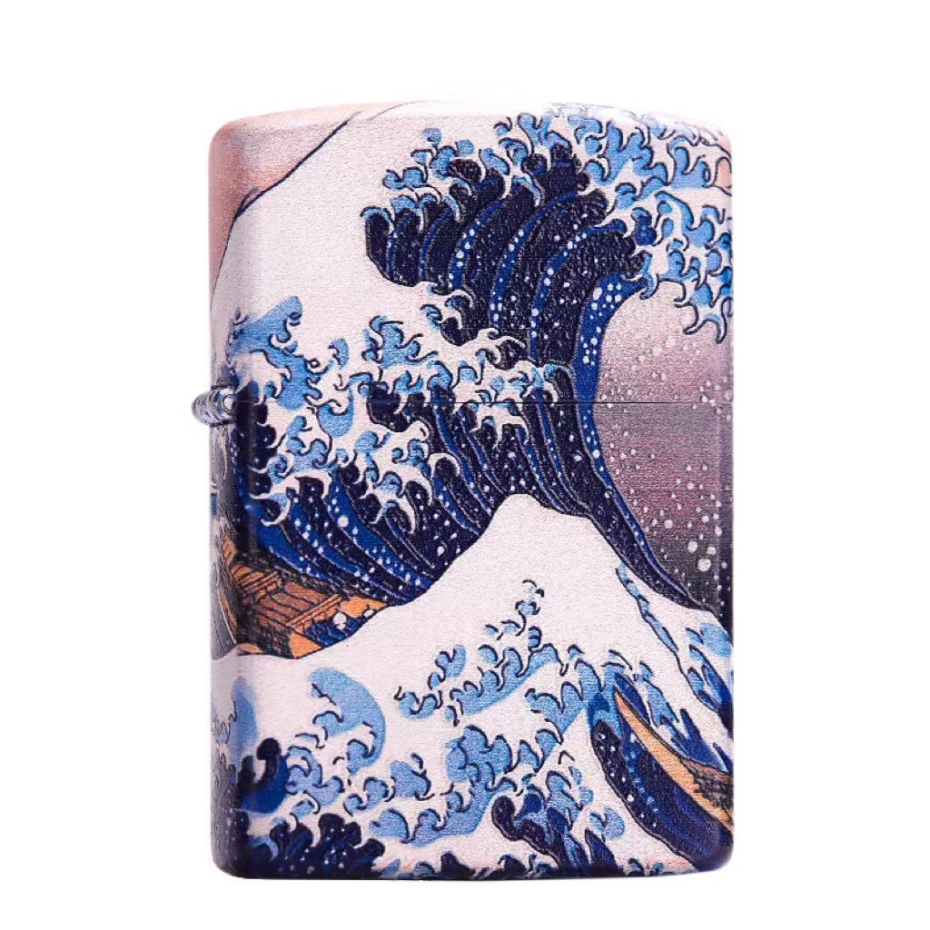 Colored Lacquer Kanagawa Surf Inside Lighter Dimension Time Sense Windproof Lighter