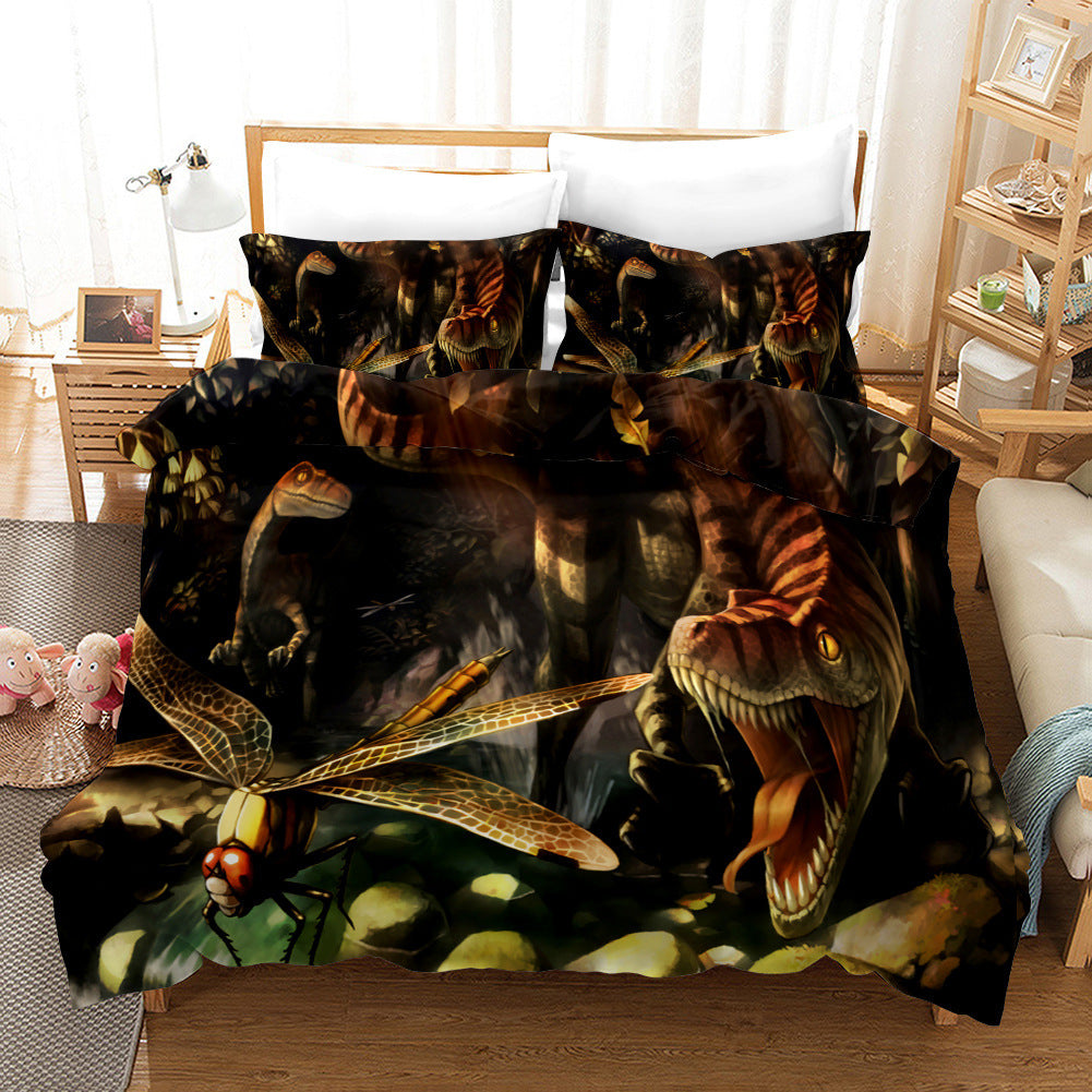 Dinosaur 3D Bedding Three-piece Home Textile Set