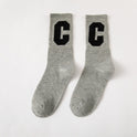 Medium Ins Fashion Brand Women's Stockings Large C Letters Women's Color Cotton Socks