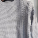 Round Neck Knitted Sweater Twisted Flower Slim Fit