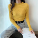 Women's Fashionable All-matching Pure Color Half Collar Slim Knit Bottoming Shirt Top