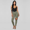 Women's Casual Knee Ripped Jeans