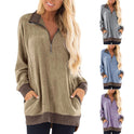 Women's Chest Zipper Casual Pocket Long Sleeves