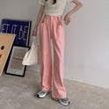 High Waist And Slim White Hong Kong Style Wide Leg Mopping Denim Trousers