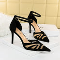 Low-cut Pointed Toe Nightclub Mesh Hollow-out Strap Sandals