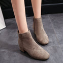 Medium Heel Thick Heel Simple Korean Style Suede Women's Short Boots Ladies Martin Boots