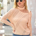 Halter Off-the-shoulder Metal Decorative Irregular Long Sleeve Sweater