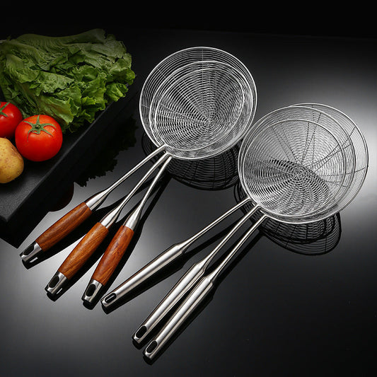 304 Stainless Steel Colander Commercial Kitchen Strainer Fried Drain Line Scoop Up Dumplings Pasta