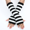 Warm Fashionable Knitted Long Mixed Color Stripe Knitting Wool Gloves