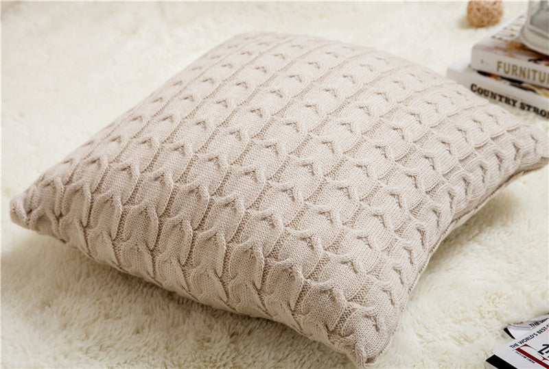 Vintage Continental Knitted Plain Cushion Cover