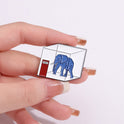 Water Cube Geometric Creative Trapped Elephant Brooch Golden M Badge