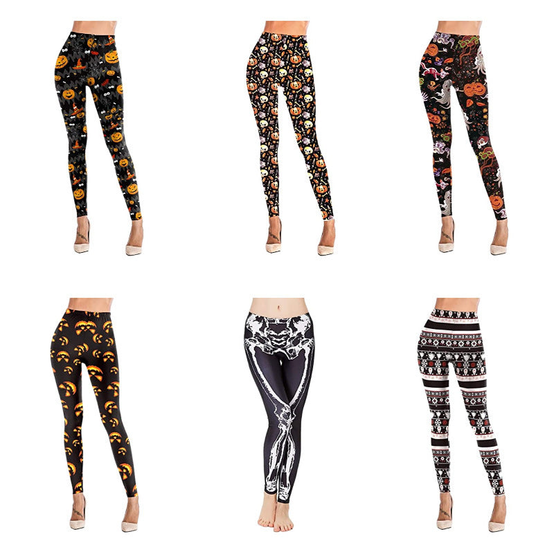 Halloween Women's Printed Slim Fit Stretch Yoga Pants