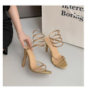 Summer Snake-shaped Rhinestone High Heel Shoes Winding Stiletto Heel