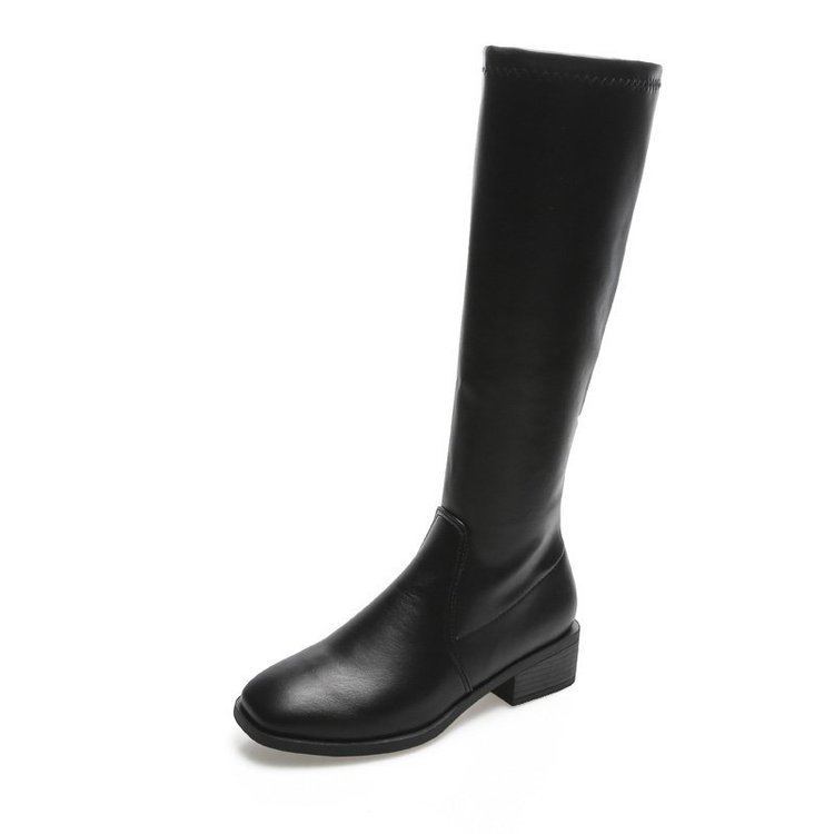 Side Zipper Chunky Heel Women's Leather Boots