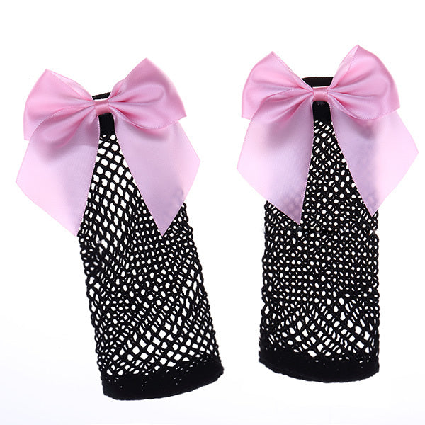 Female Lace-up Bow Fishnet Socks