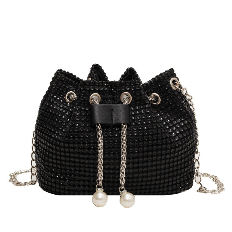 Women's Crossbody Rhinestone Bucket Bag