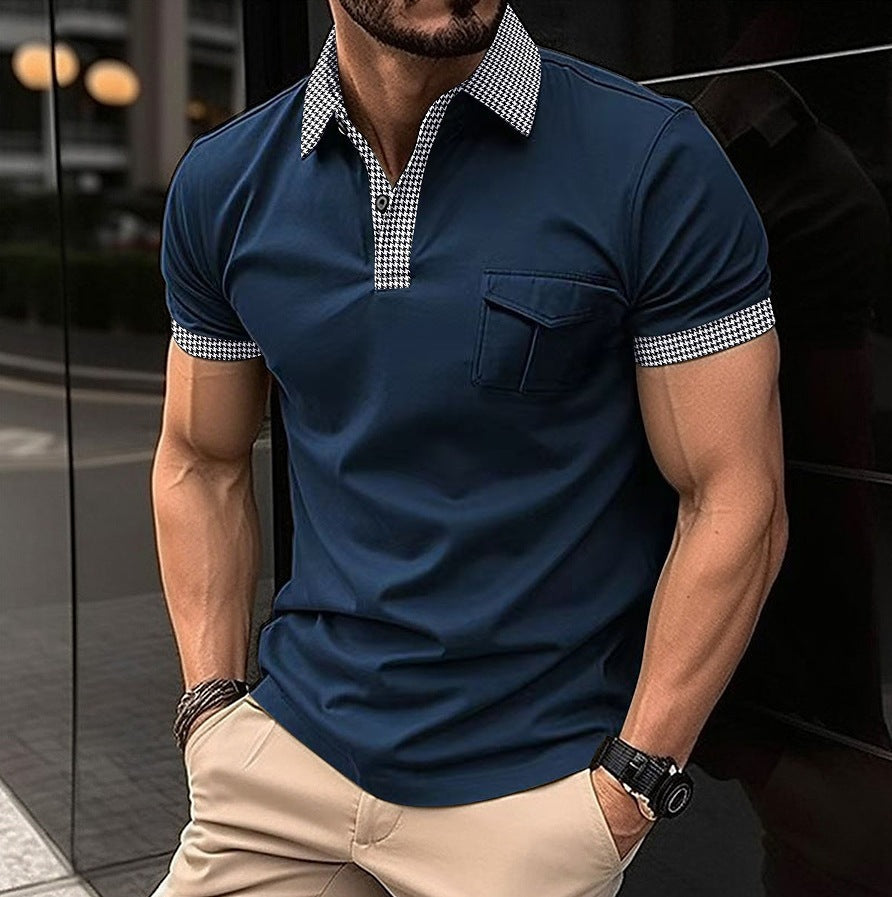 Casual Pocket Stitching Button Polo Shirt