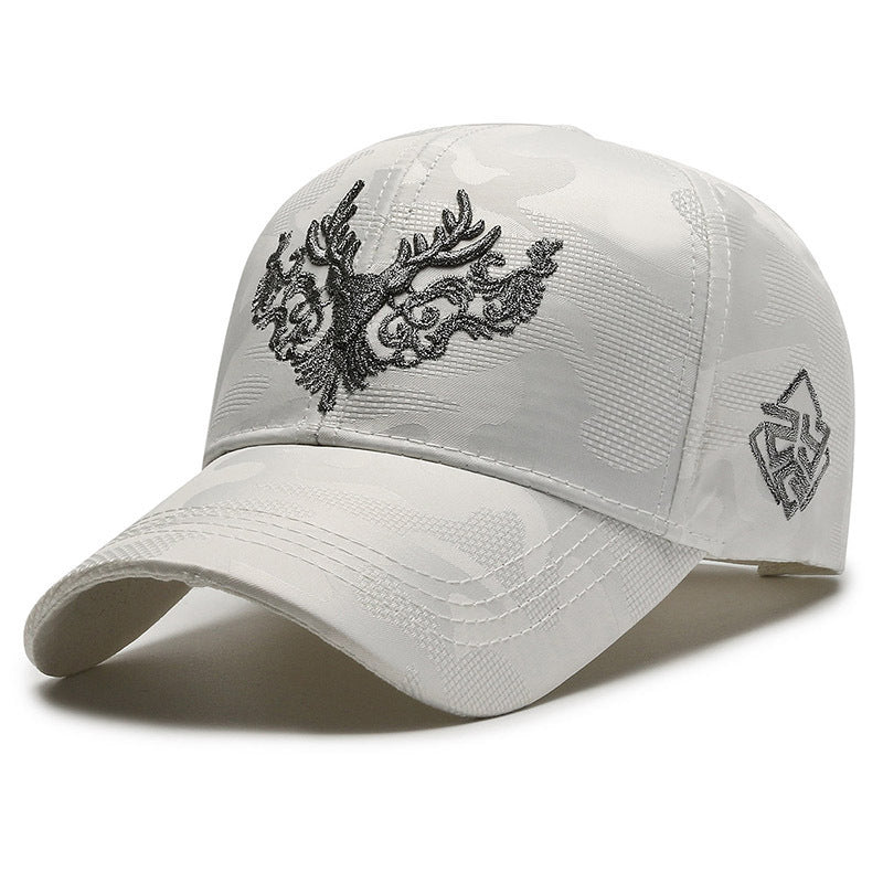 Deer Head Embroidery Men's Outdoor Couple Peaked Cap