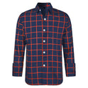 Men's Printed Four-sided Elastic Loose British-style Long-sleeved Lapel Plaid Shirt