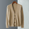 Casual V-neck Solid Color Sweater Coat For Men