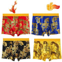 Men's Gold Belt Dragon Print Flower Underwear