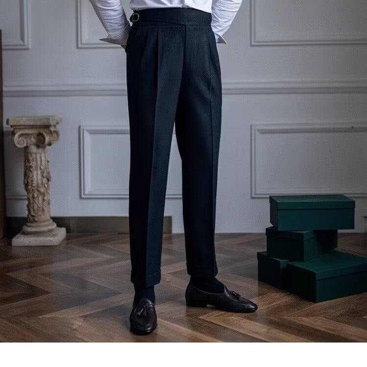 Retro Paris Buckle Trousers All-match Naples Draped Suit Pants