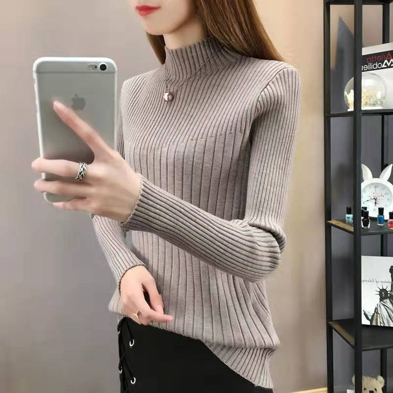 Half Turtleneck Slim Slimming Knitted Sweater