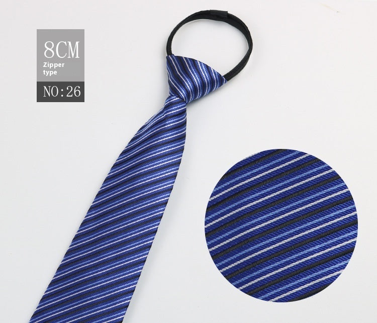 Black Men's Tie Striped Blue Business Tie Lazy Zip Tie In Stock Wholesale Pull Peels