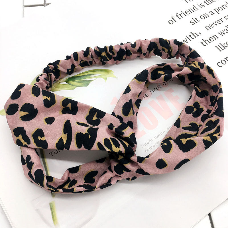 Pink leopard print headband